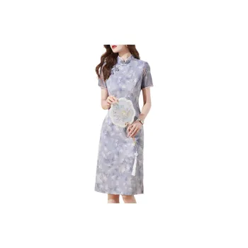 Mo Han Yi Mei Short Sleeved Dress Women's Purple