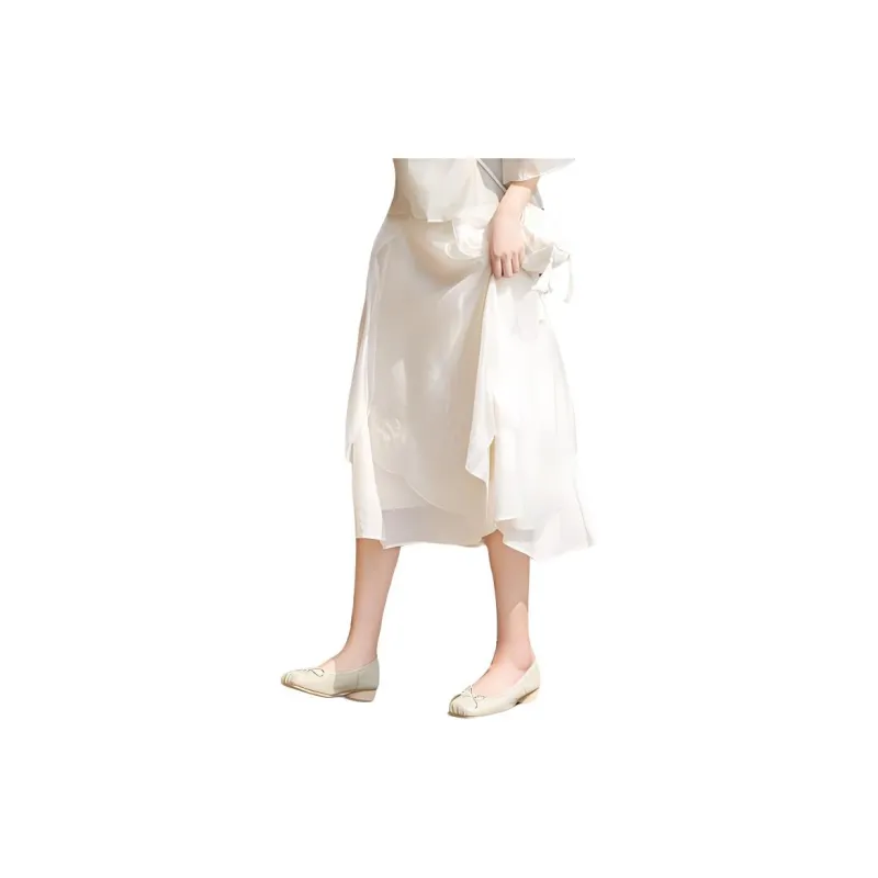 ZIHAN Casual Long Skirt Women's Clear Jade White-2