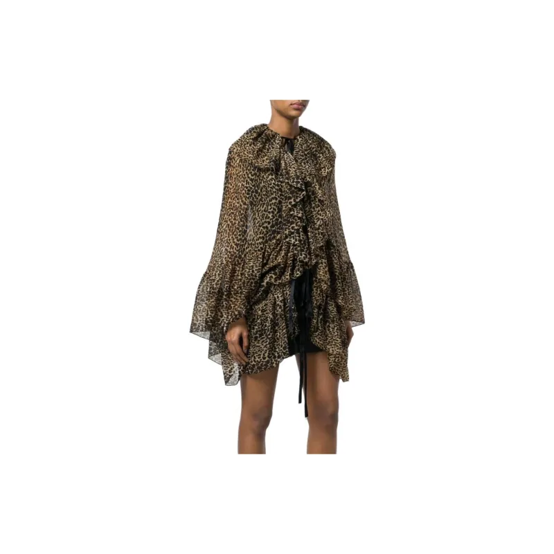 SAINT LAURENT Leopard print Asymmetric Blouse-2