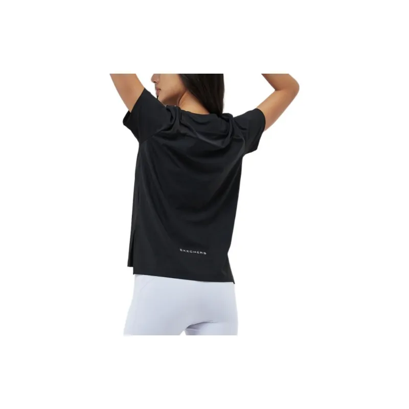 Skechers Sports Lifestyle Sports Casual Regular T Shirt Women's Carbon Black-2