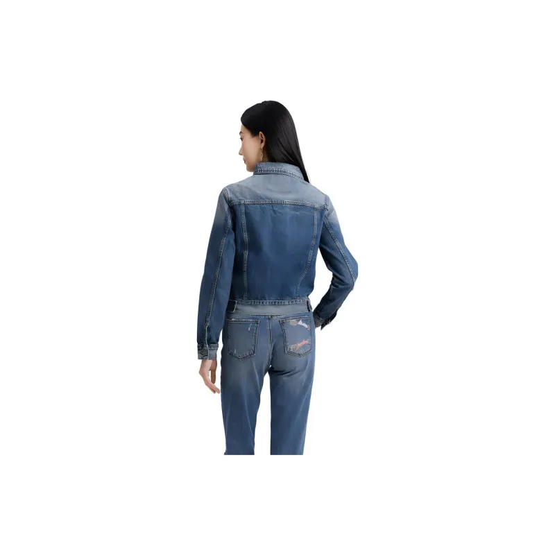 Blood Glitter Denim Jacket Women's Blue-3