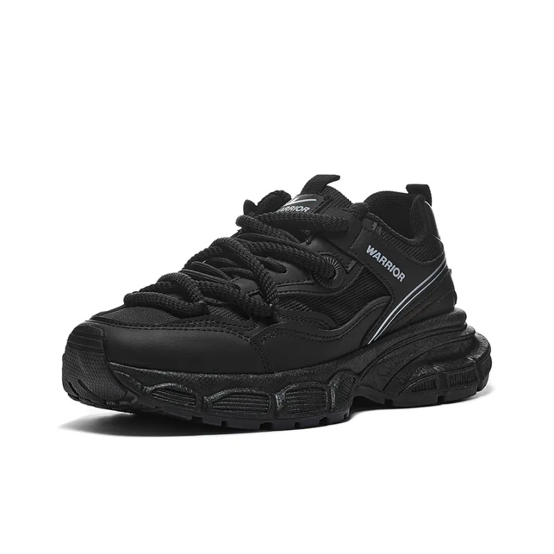 WARRIOR Chunky Sneakers Women's Low Top Black Gray-1