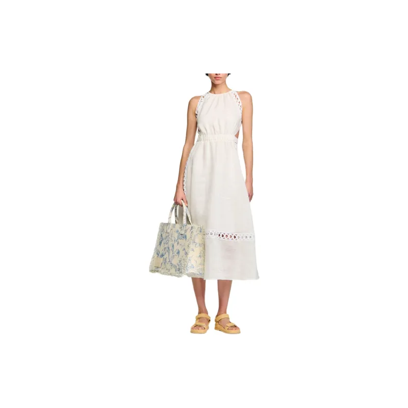 Sandro Sleeveless Dress Women's White-1