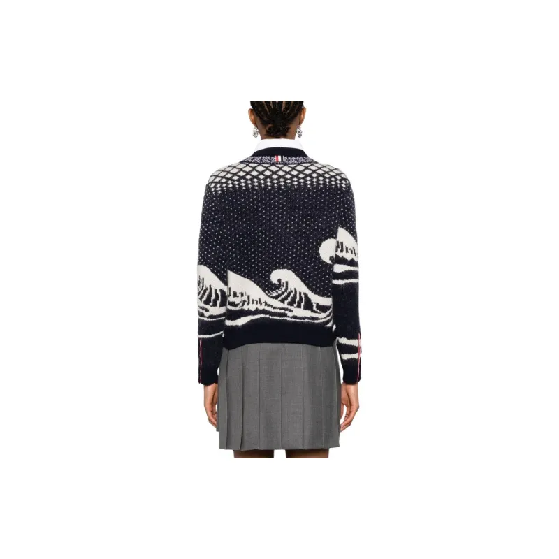 THOM BROWNE Wave Fair Isle Cardigan-1