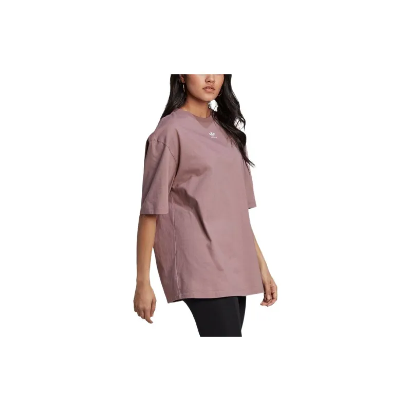 Adidas Drop Shoulder Sleeve T Shirt Women's Cameo Brown Japan Version-3