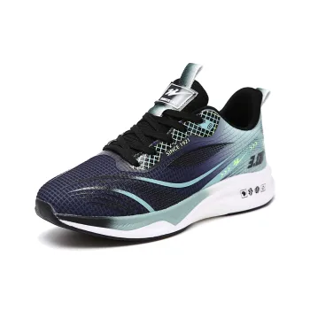 Binary Support Lightweight Rebound Low-Top Casual Running Shoes Unisex Black Green