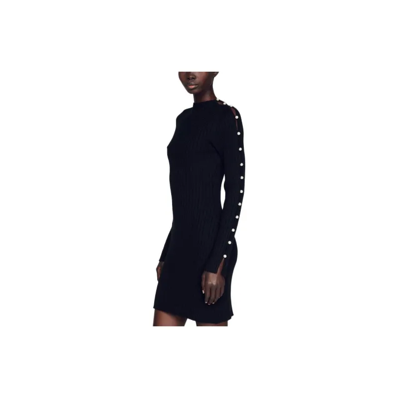 Sandro Long Sleeved Dress Women's Black-3