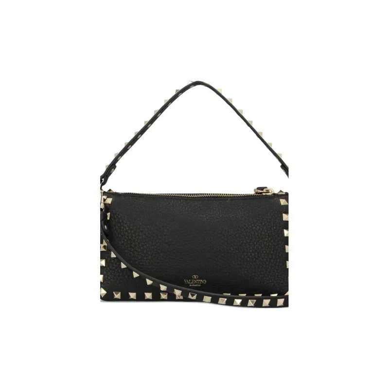 Valentino Rockstud Cow Leather Handbag Women's Black-3