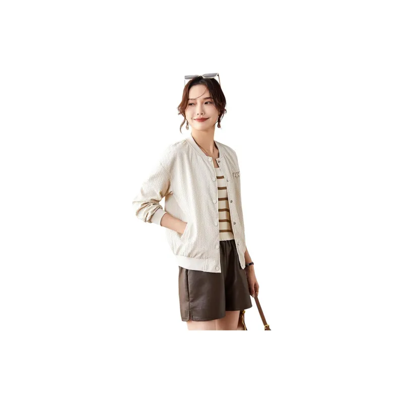 TERRE BLEUE Baseball Jacket Women's Beige-3
