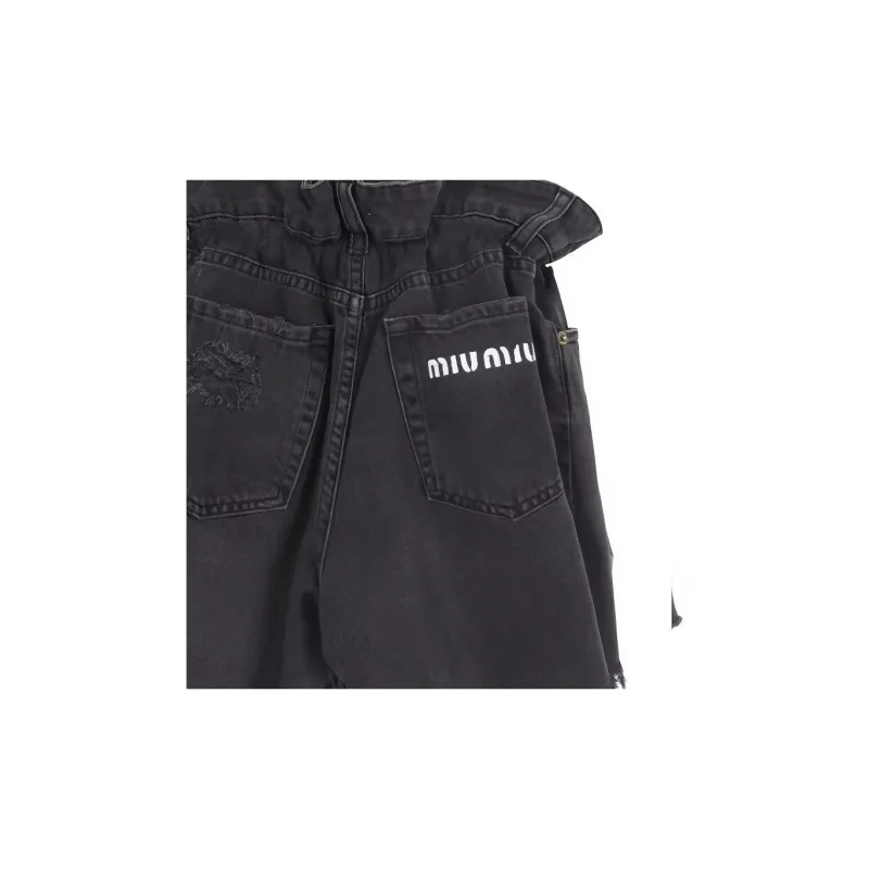 MIU MIU SS22 Denim Shorts Women's Black-5