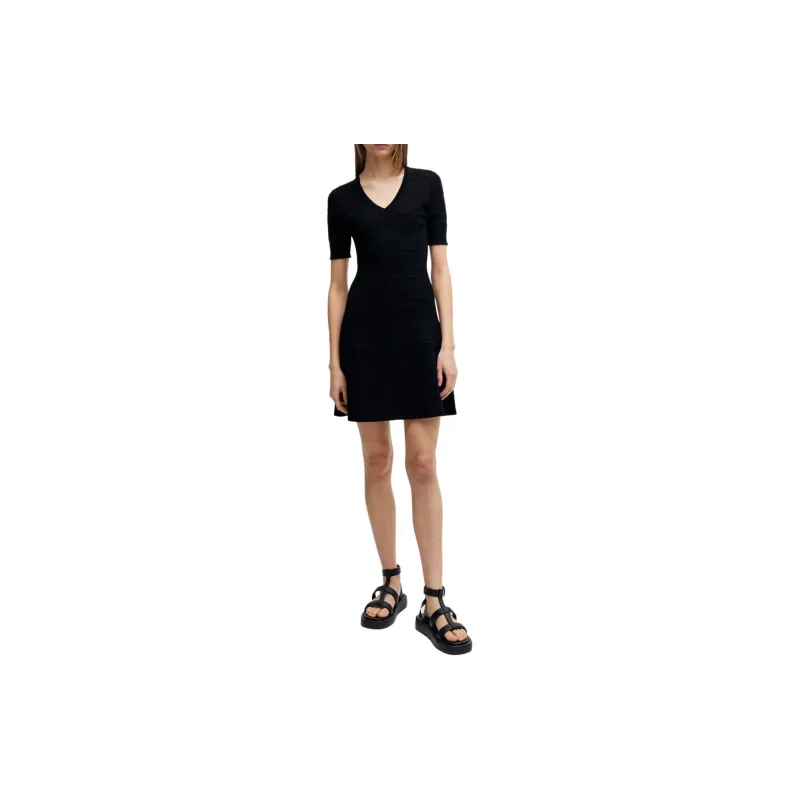 HUGO BOSS Short Sleeved Dresses Women's Pure Black-1