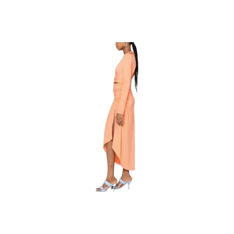 OFF WHITE Ruched Long Sleeved Dress-3