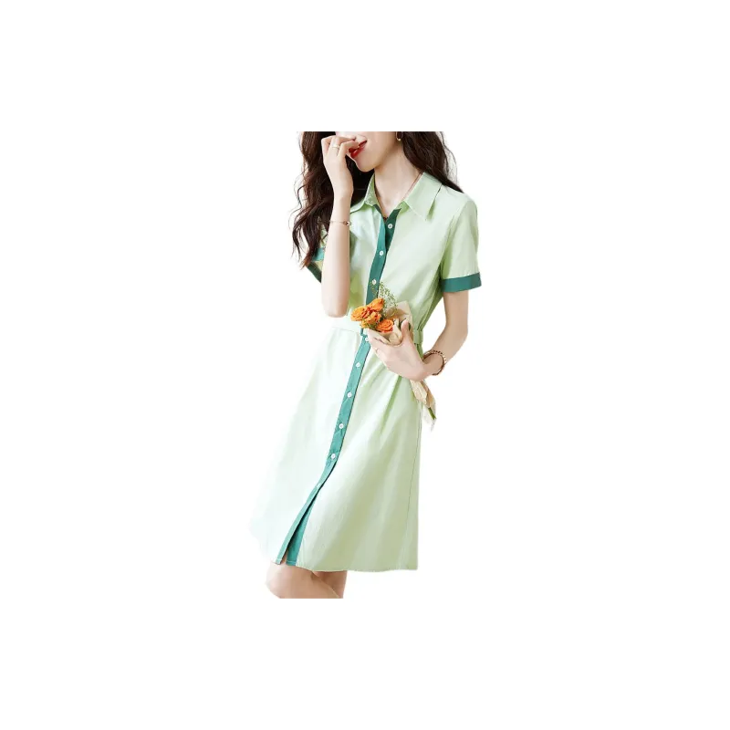 Mo Han Yi Mei Short Sleeved Dress Women's Green-1