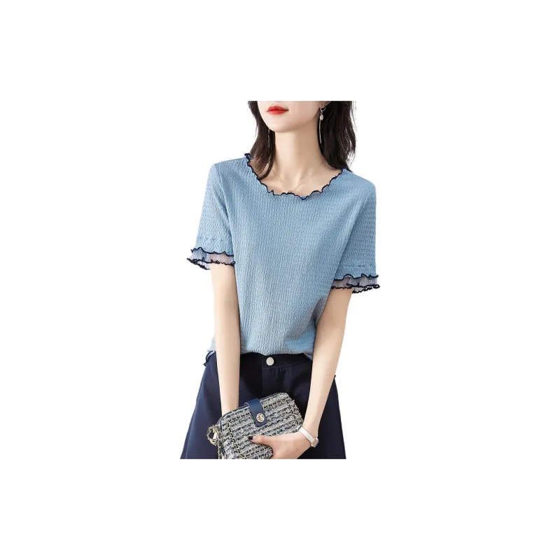 XWI T Shirts Women's Mist Blue-1