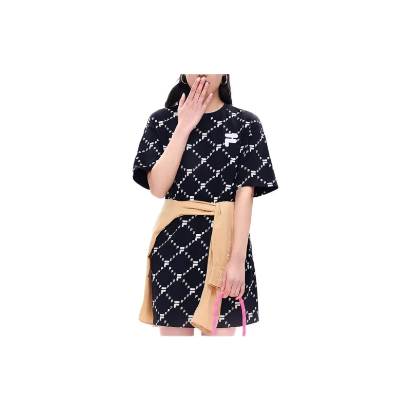 FILA FUSION Short Sleeved Dresses Women's Black-4