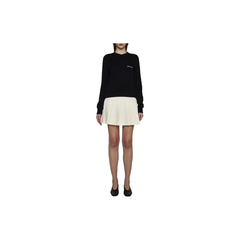 PALM ANGELS Logo Embroidered Crewneck Knitted Jumper-1