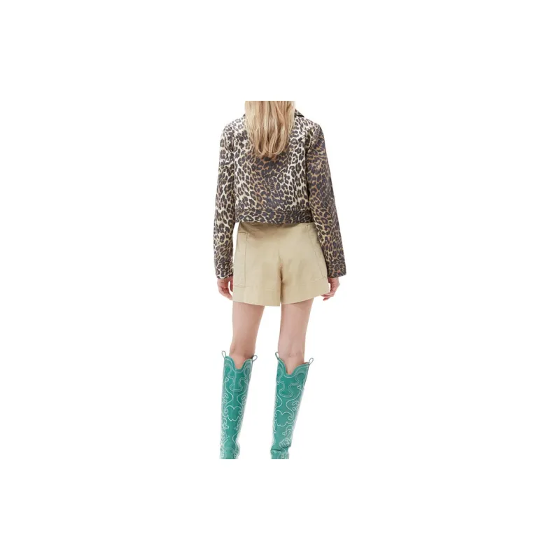 GANNI Cropped Coats Women's Leopard Print-1
