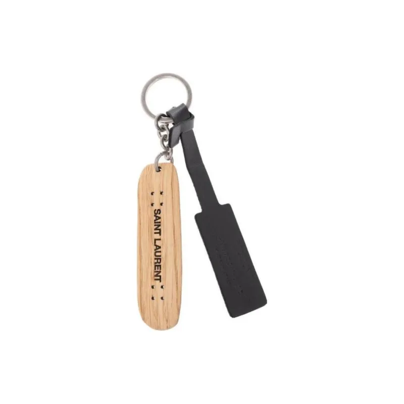 SAINT LAURENT Wooden Keychain Bag Accessory Unisex Brown-1