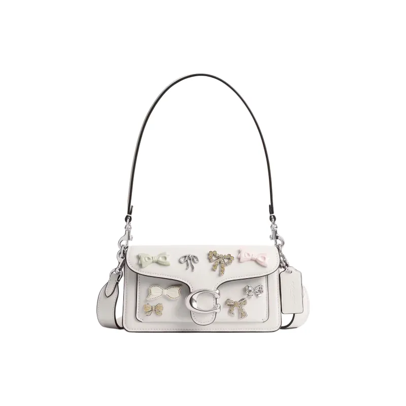 COACH Tabby Cow Leather Crossbody Bag, Shoulder Bag Trumpets Women's Chalk White-0