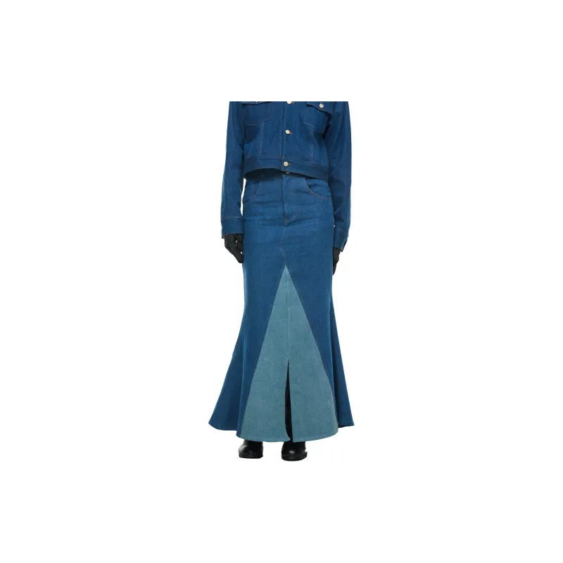 RELABEL Casual Long Skirts Women's Dark Blue & Light Blue-3