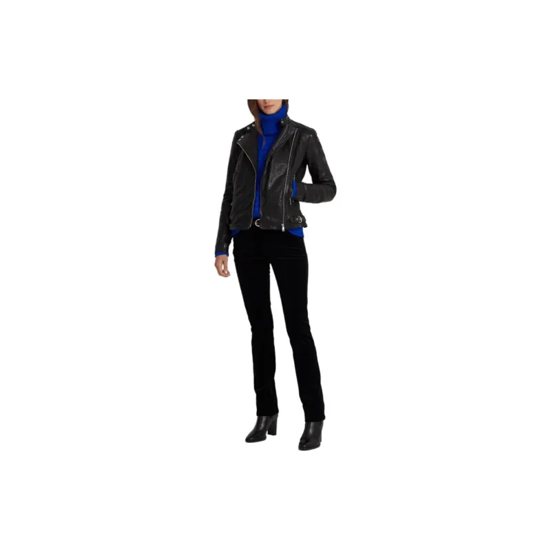 Polo Ralph Lauren SS24 Leather Jacket Women's Black-1