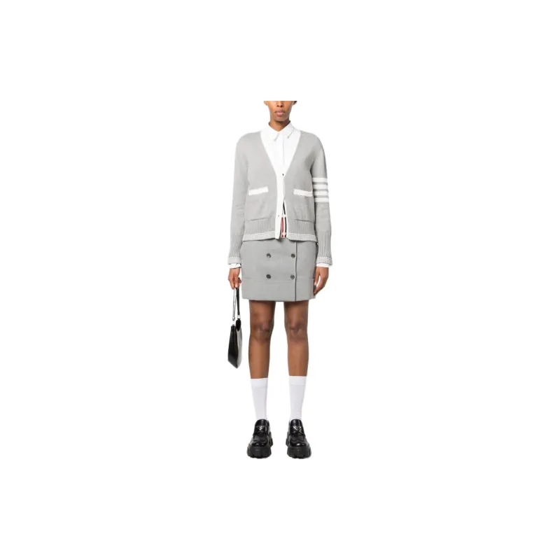 THOM BROWNE 4 Bar Stripe V Neck Cardigan-1