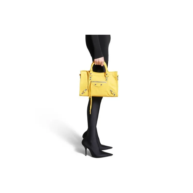 Balenciaga Lambskin One Shoulder Handbags Small Size Women's Yellow-6