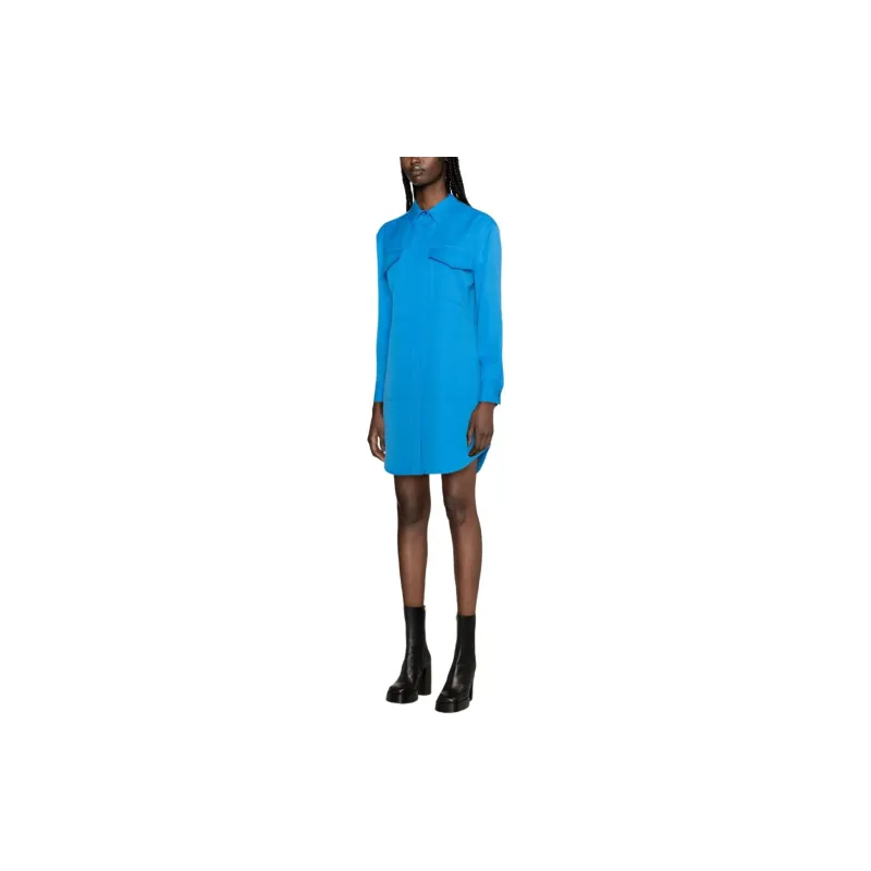 Alexander McQueen Long-Sleeved Dresses Women's Sky Blue-3