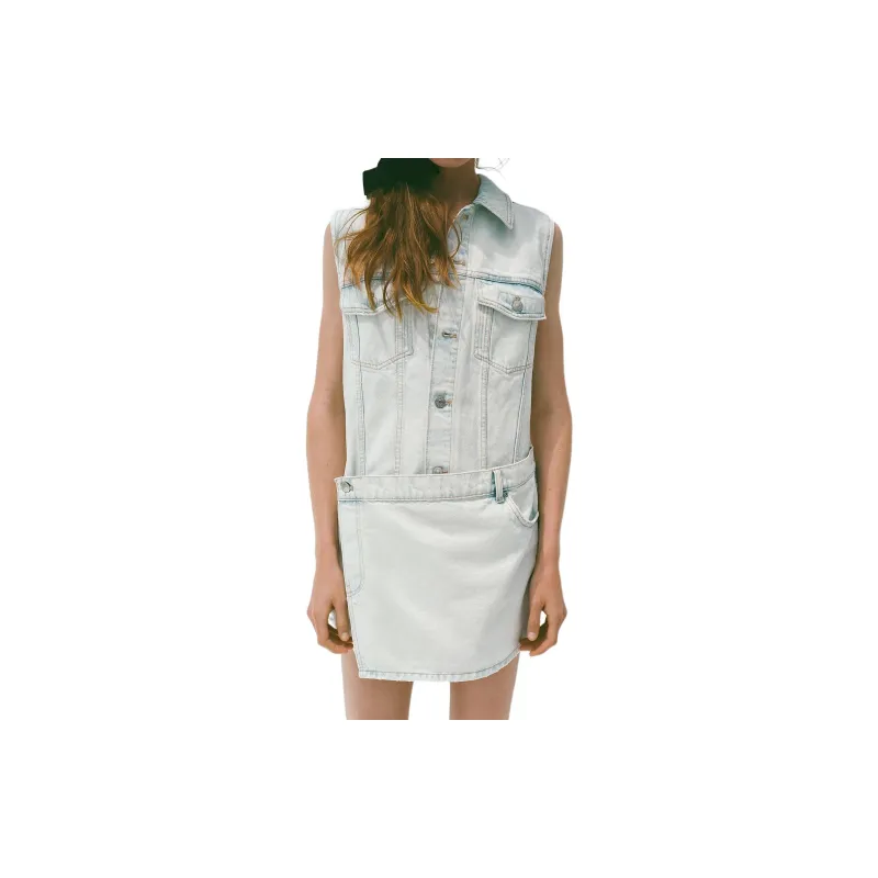 ZARA Sleeveless Dress Women's Light Blue-3