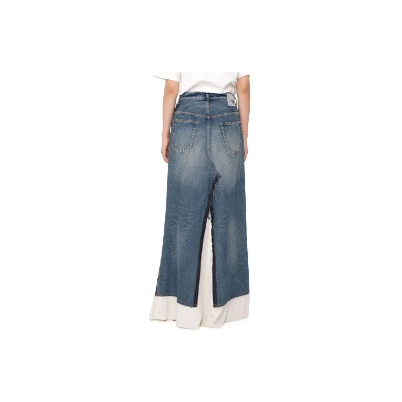 Maison Mihara Yasuhiro Logo Patch Layered Denim Skirt-4