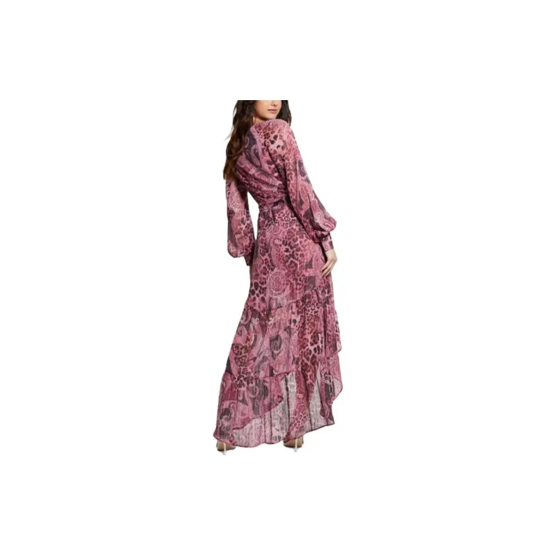 GUESS Eco Nuovo Bahia Wrap Maxi Dress Long-Sleeved Dresses Women's Pink-2