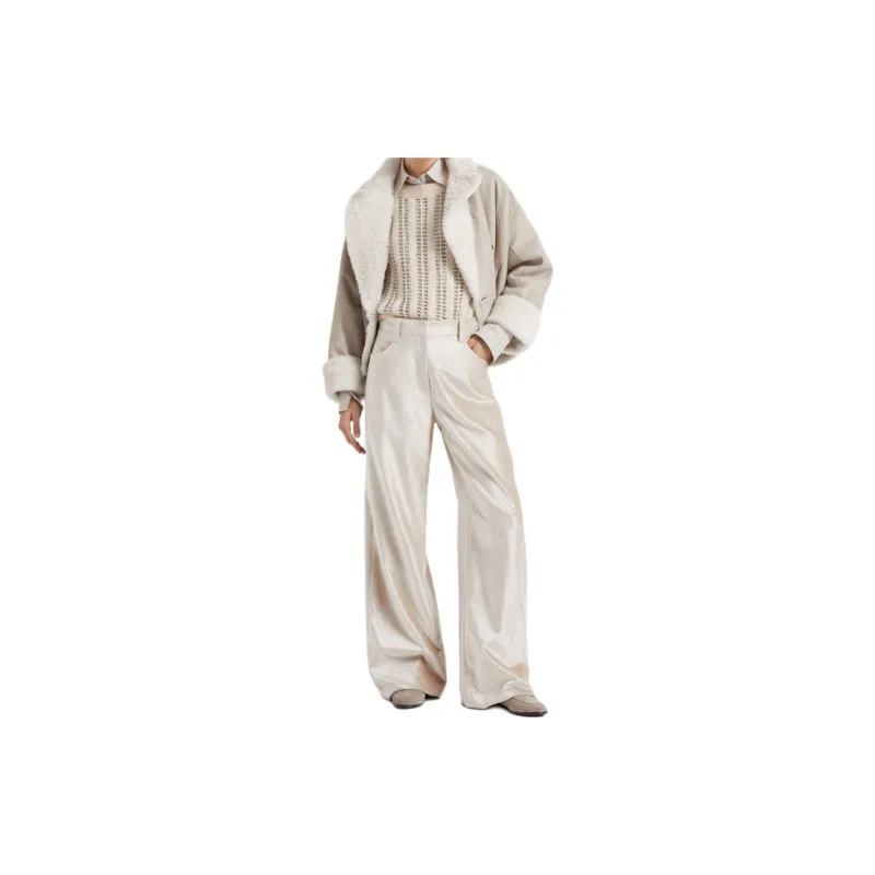 Brunello Cucinelli Shimmer Finish Straight Leg Trousers-1