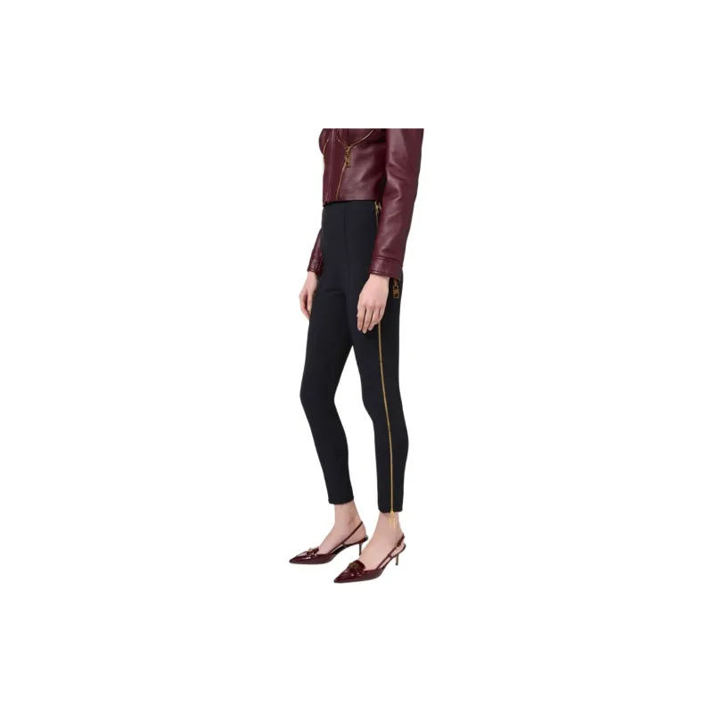 Elisabetta Franchi Stretch Crepe Zip Detailed Straight Trousers-3