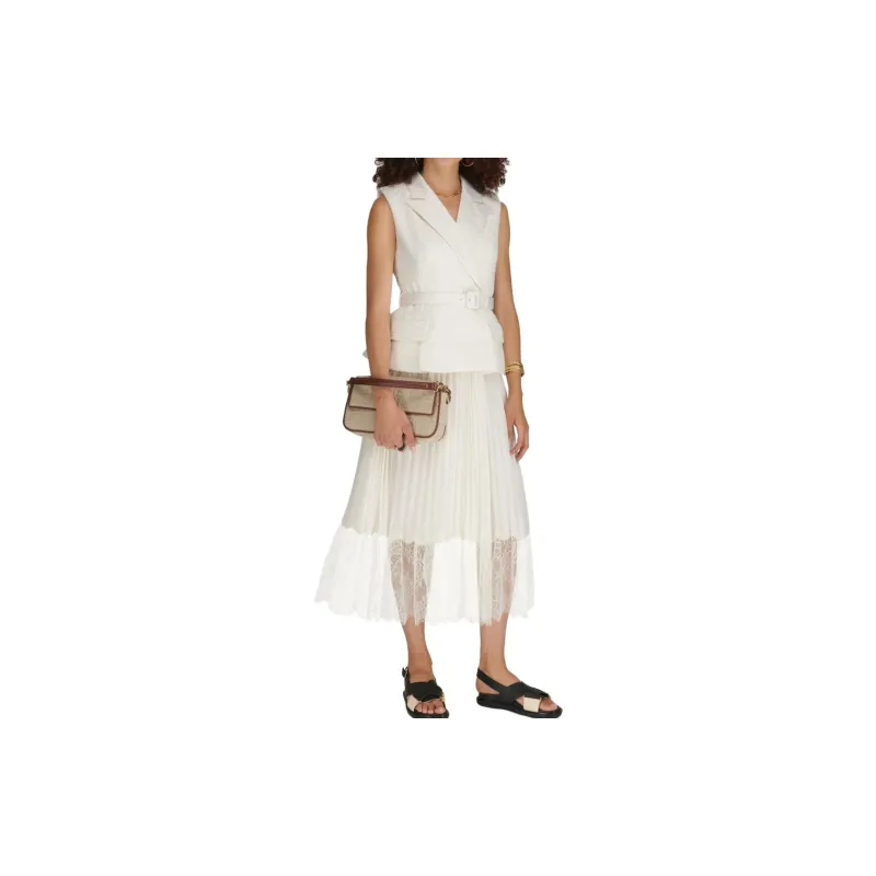 Self-portrait Sleeveless Dresses Women's White-2