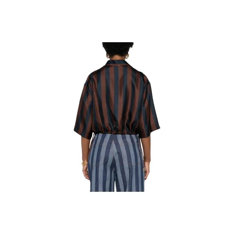 FENDI Pequin Striped Cropped Shirt-3