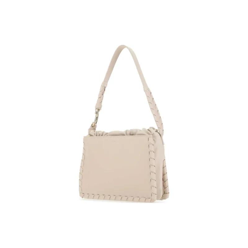 Chloe Mate Smooth Calfskin With Nappa Lambskin Handbag, Shoulder Bag Women's White-2