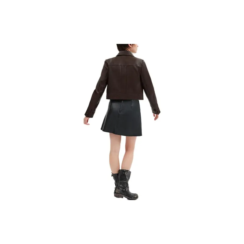 COACH Leather Jacket Women's Umber-2