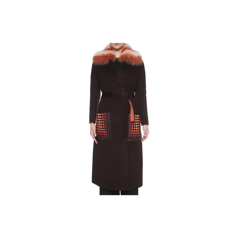 FENDI Velvet Jackets Women's Brown-2