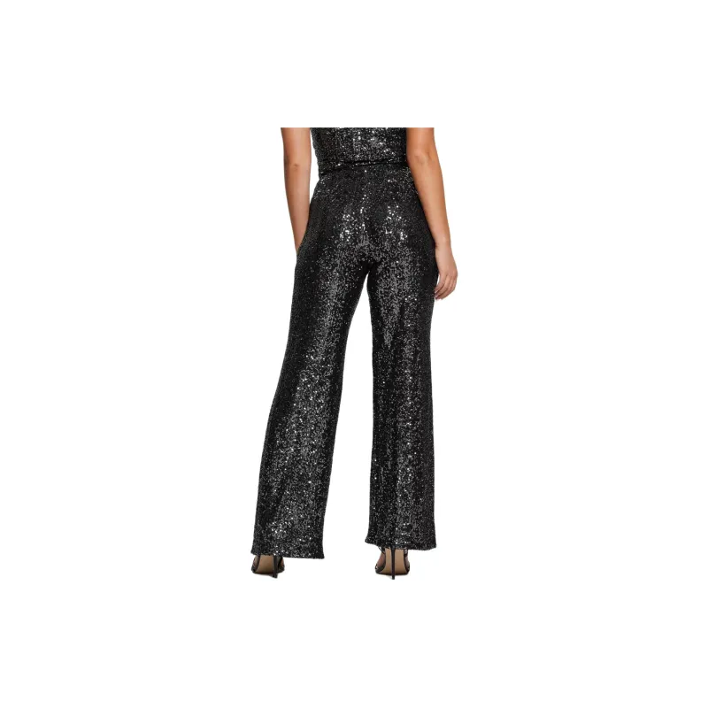 GUESS Sereh Wide-Leg Sequin Pants Casual Pants Women's Black-1