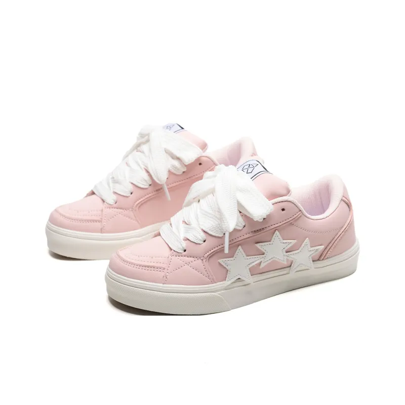 ABCIO Coverage Waterproof Support Low Top Skateboard Shoes Unisex Pink White-2