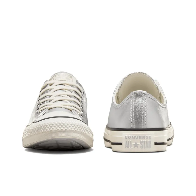 Converse Women's Chuck Taylor All Star Low 'Metallic Leather Silver' Women's-3