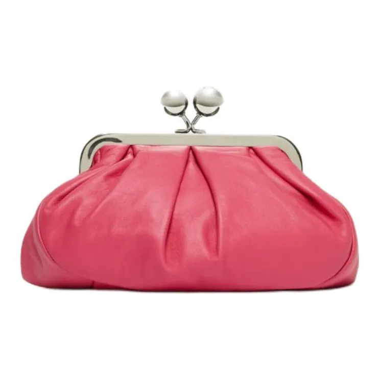 MaxMara Leather Handbag Clutch Trumpets Women's Bright Pink-2