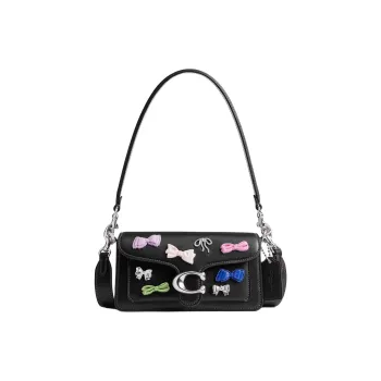 COACH Tabby Cow Leather Crossbody Bag, Shoulder Bag Trumpets Women's Black