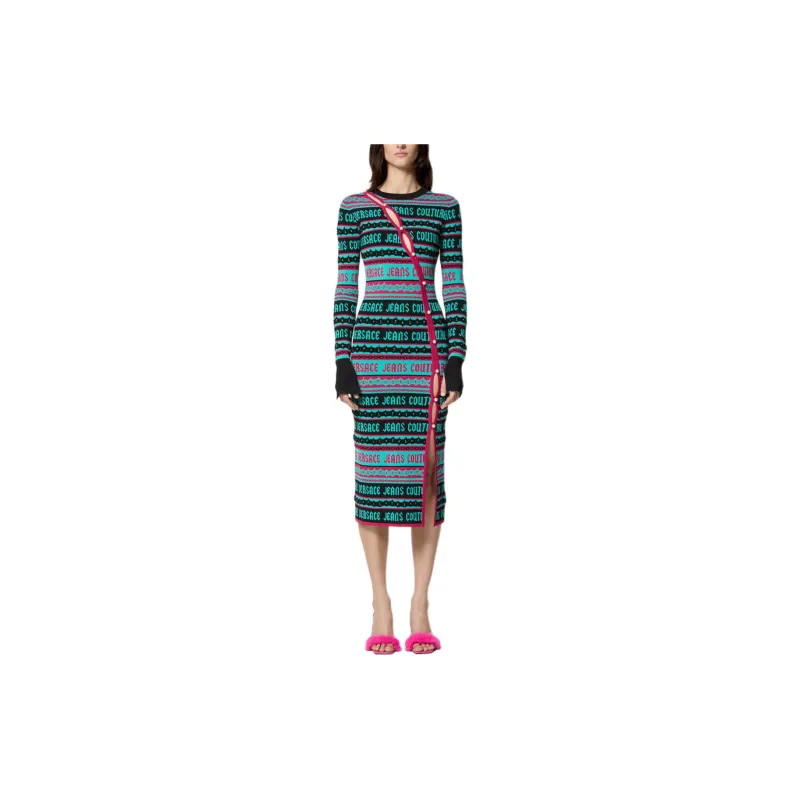VERSACE Long Sleeved Dress Women's Green-1