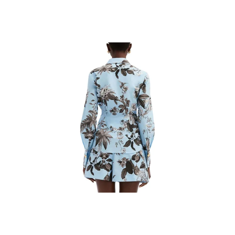 OSCAR DE LA RENTA Floral-print Pleat-detail Shirt-3