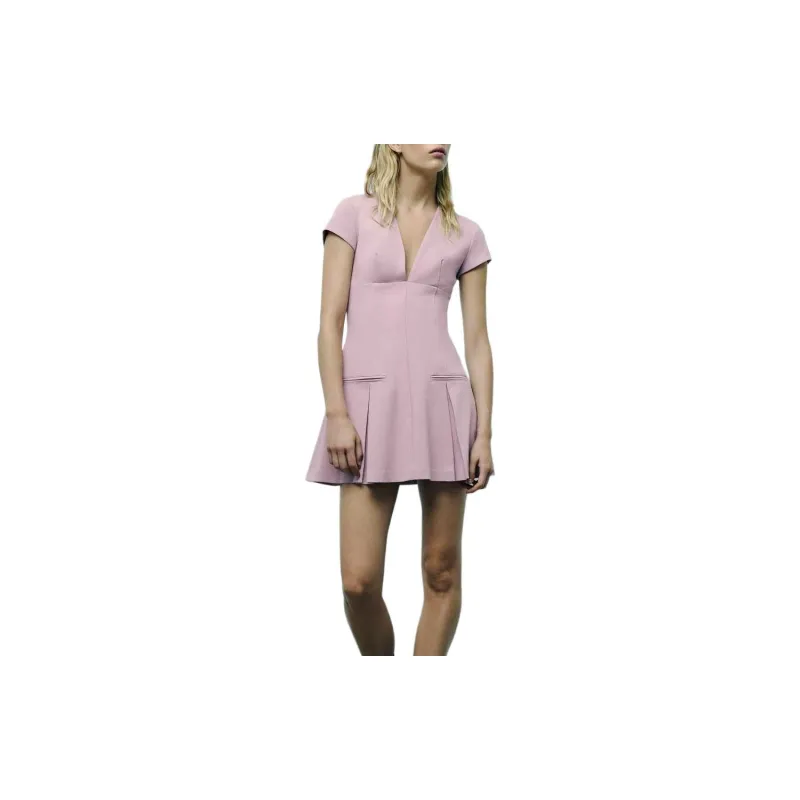 ZARA Trf Short Sleeved Dress Women's Pink-3