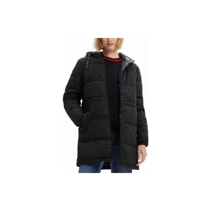 Desigual Padded Animal Print Coat Jackets & Coats Women's Black-2