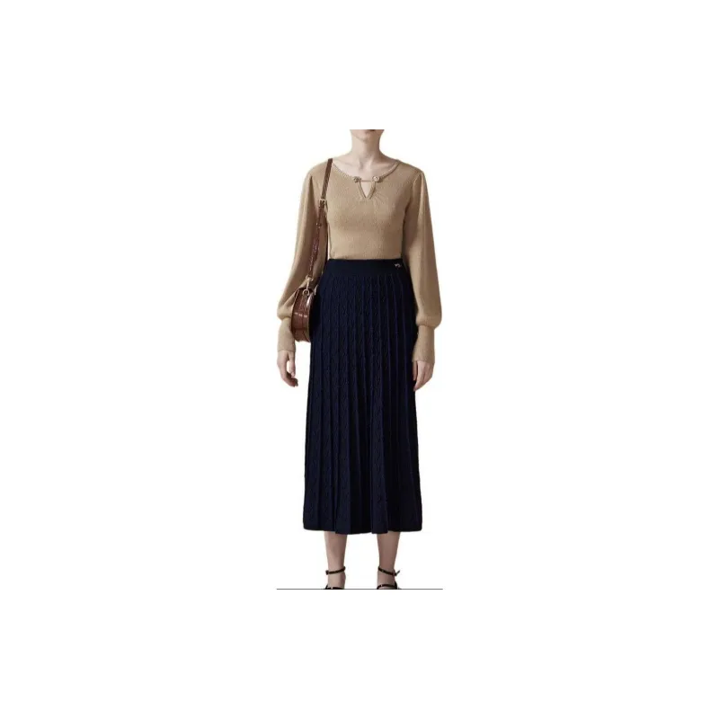 DKNY Casual Long Skirt Women's Navy Blue-1
