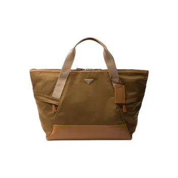 PRADA Recycled Nylon Travel Bag Men's Cork Beige