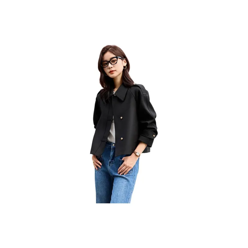 Yi Mengyuan Cropped Trench Coat Women's-2